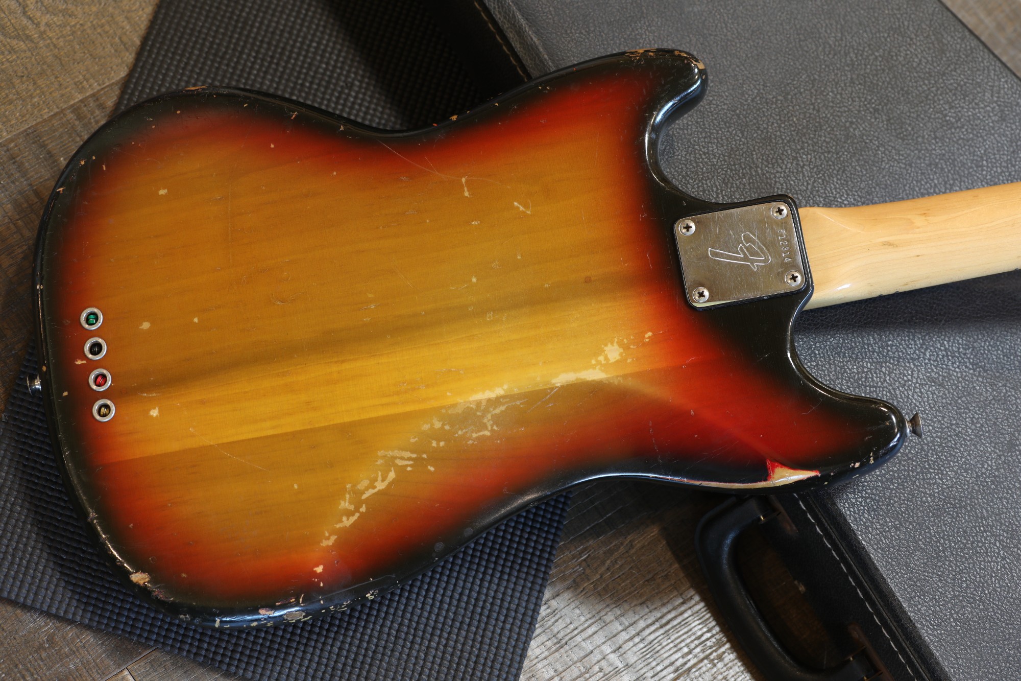1974 Fender Mustang Bass Electric Bass Sunburst + HSC | Lovies Guitars