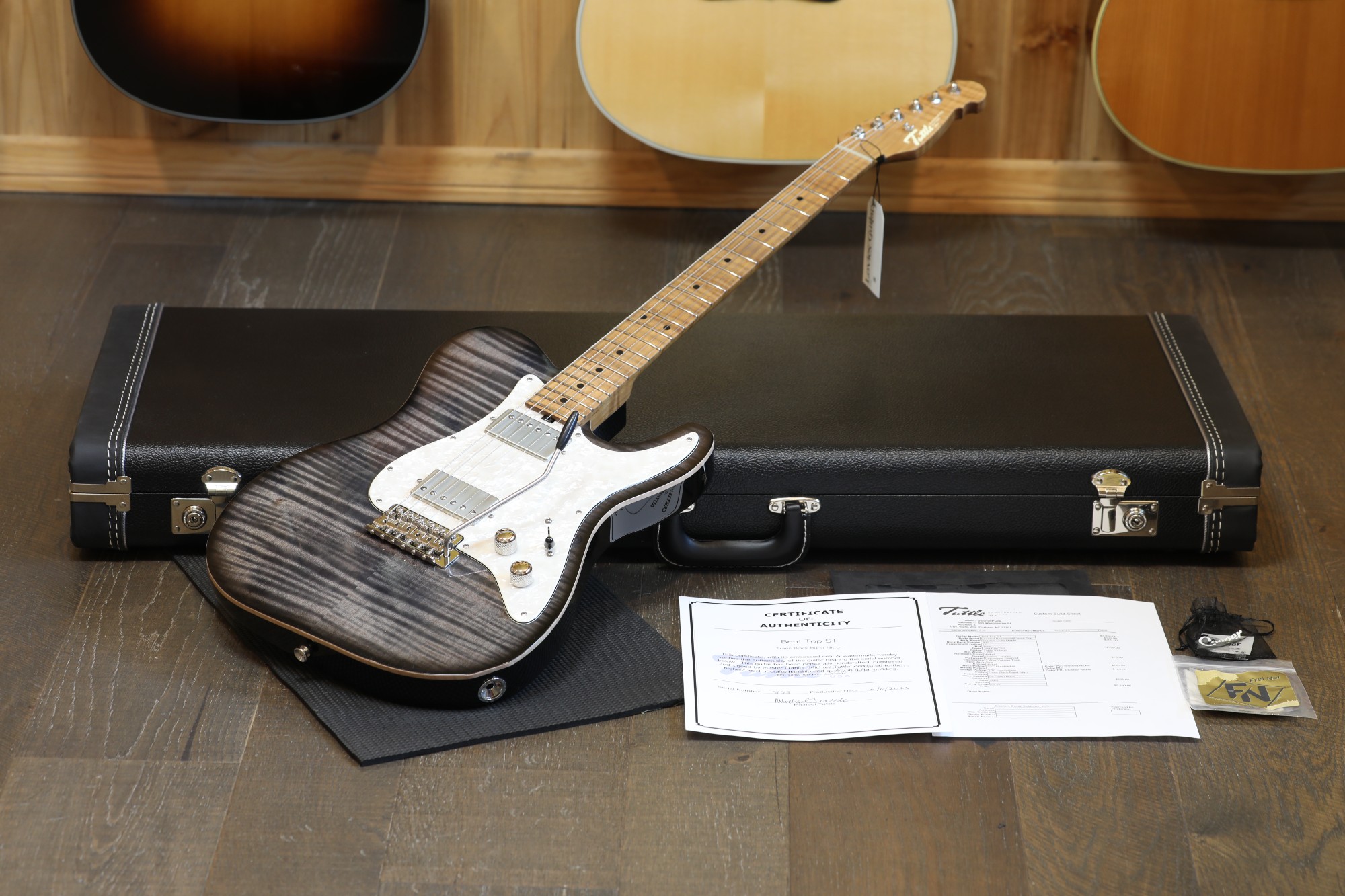 2023 Tuttle Bent Top ST HH Electric Guitar Trans Black Burst + COA OHSC